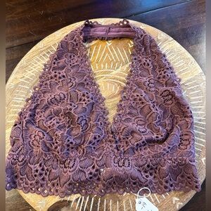 Beautiful mauve purple halter lace bra bralette by zenana outfitters L
